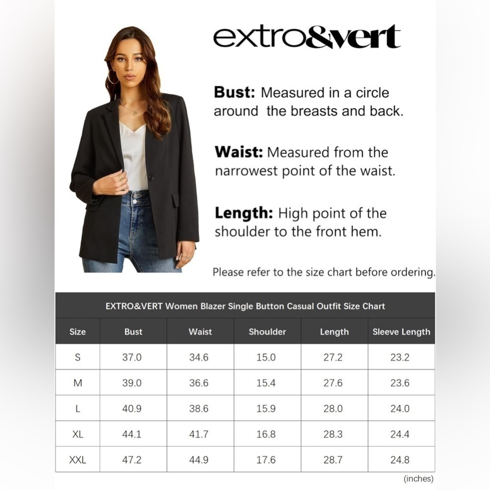 NWT- EXTRO&VERT Women’s Long Sleeve Single Button Blazer Casual or Business - Picture 6 of 7